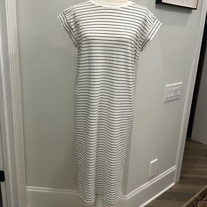 NWT- A New Day creamy white and black stripes shorts sleeve midi dress.